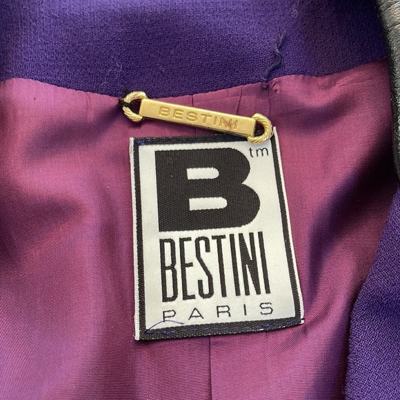 Bestini Paris vintage wool blazer with faux leather accents made in France - Picture 10 of 16